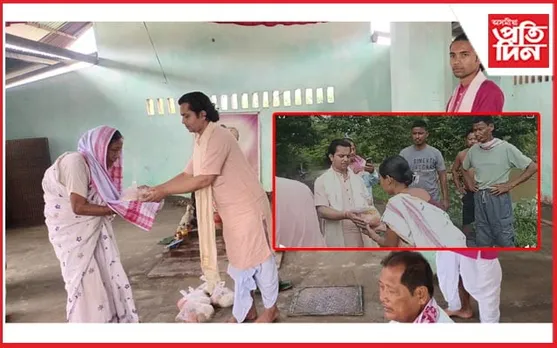 বান পীড়িত ৰাইজৰ মাজত সাহাৰ্য বিতৰণ আউনীআটী সত্ৰৰ...